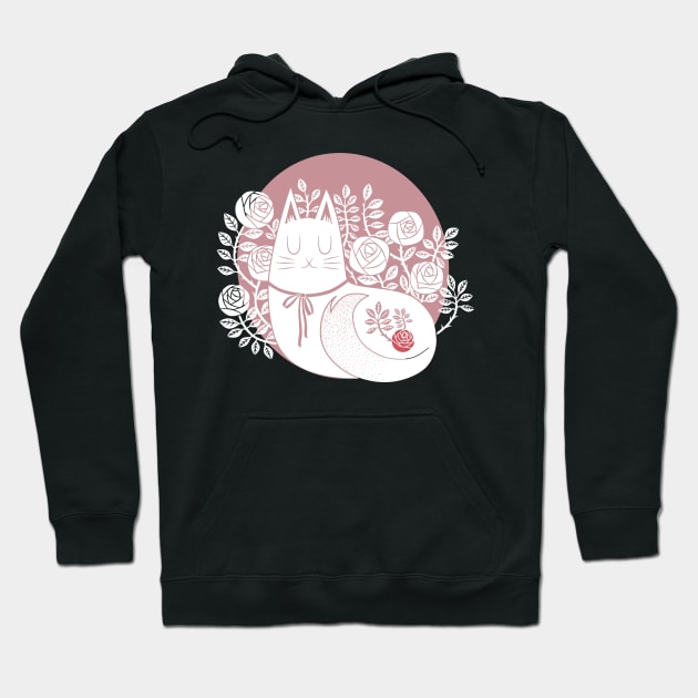 Content cat in pink Hoodie by AV